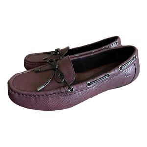 b.o.c. Carolann Wine Purple Textured Faux Leather Moc Toe Womens Loafers Size 9